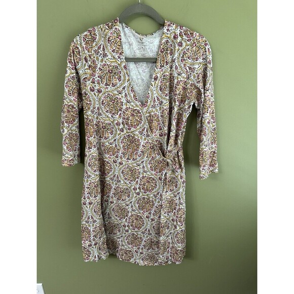 Spartina 449 Alisa Wrap Dress Sz S Mini Floral Coastal Beach Resort Vacation - Picture 2 of 12